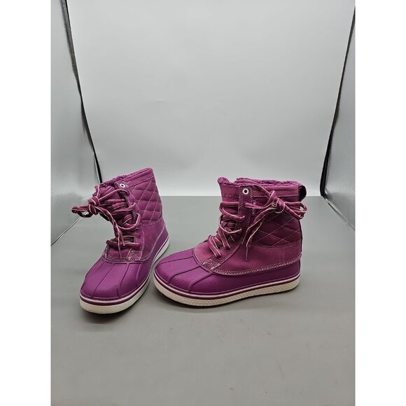 CROCS Winter Snow Waterproof Faux Fur Purple Boots Women's Size 7 - Picture 1 of 6